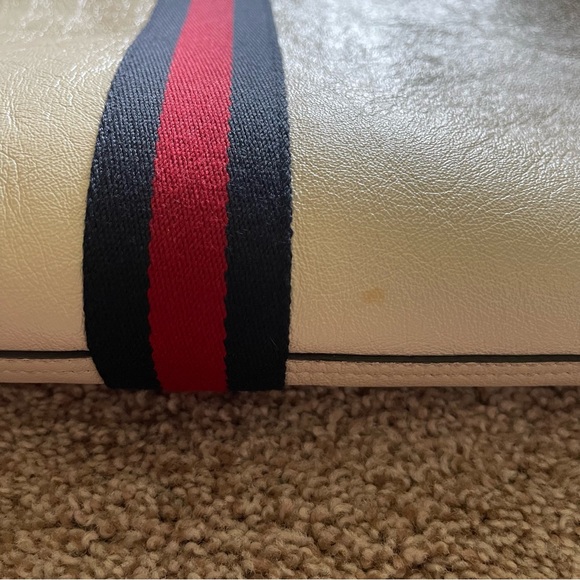 Authentic Gucci Rajah Large White Leather Tote Shoulder Bag Sherry Tiger 537219 - Picture 10 of 16